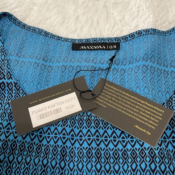 NWT Manaola Puako Kaftan Kapa Blue and Black O/S - Picture 9 of 11